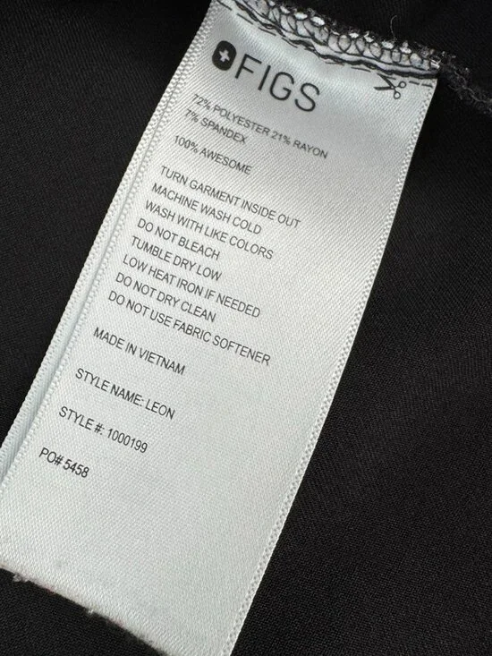 FIGS Leon Scrub Top Mens XL Black Medical V Neck Healthcare Uniform - Picture 7 of 7